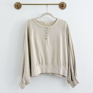 Peach Love Cotton Henley Oversized Pullover Small